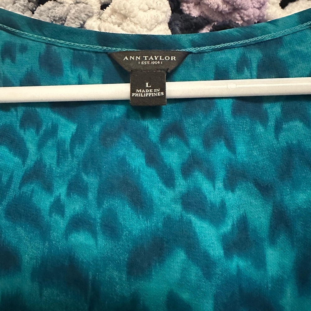 Ann Taylor Teal Ruffle Tank Top - Picture 2 of 2